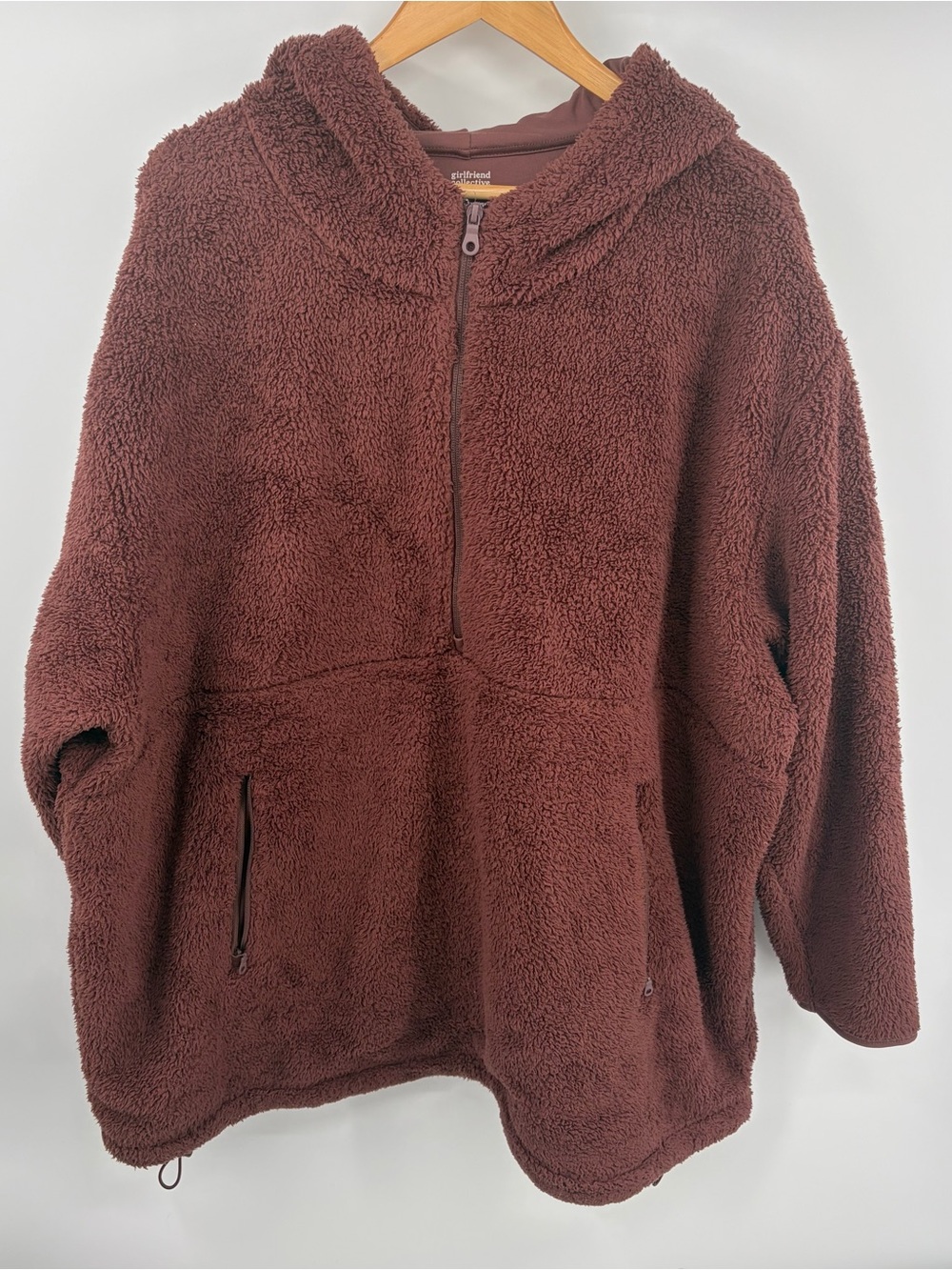 Girlfriend Collective raisin recycled fleece teddy hoodie jacket women’s 5x